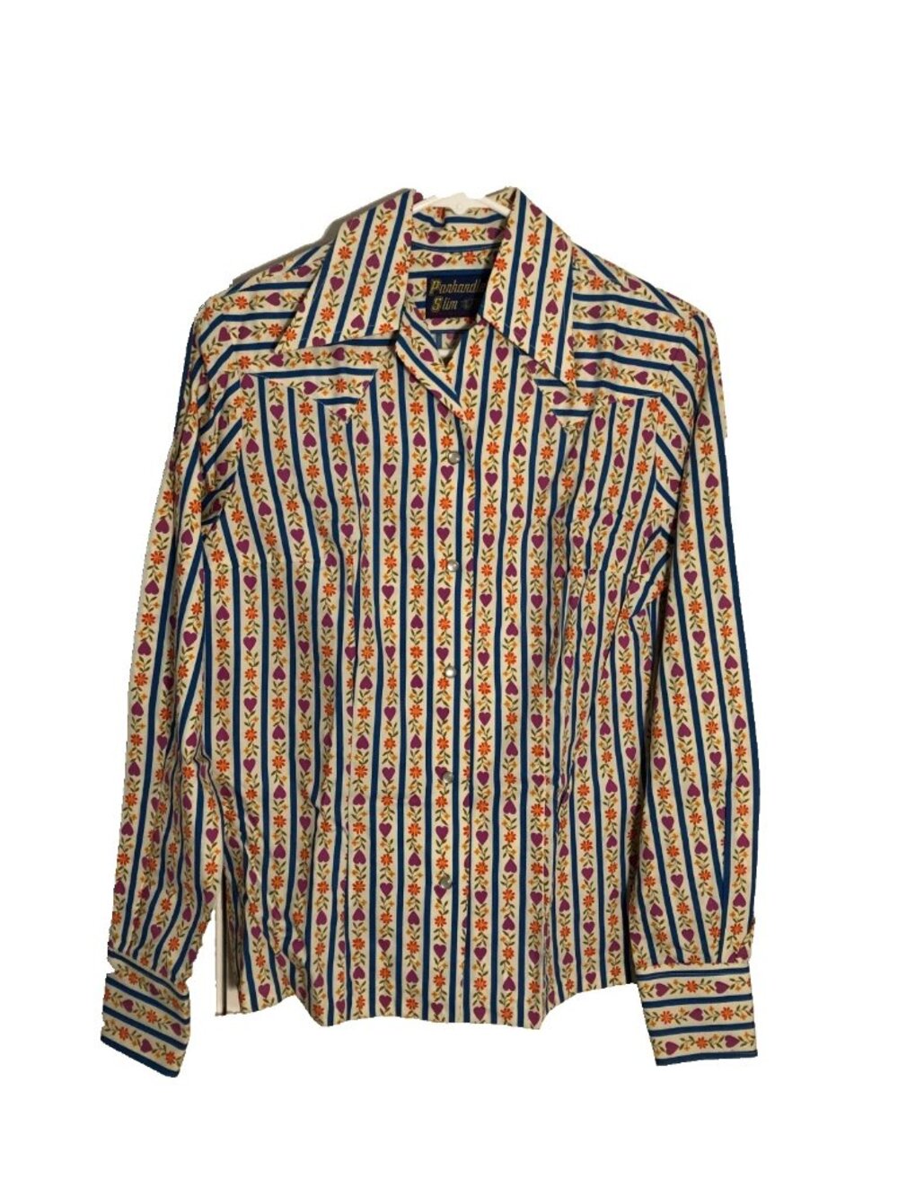 1970's Panhandle Slim Womens Flower Heart Cowgirl Shirt Perma Press Sz 12
